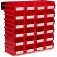 thumbnail image 1 of Triton Produits 3-220RWS Bac de Rangement Mural 26 Pcs avec 7-3/8 Pouces L x 4-1/8 Pouces L x 3 Pouces H Bacs en Polyéthylène Rouges Emboîtables, 24 Unités, Rails de Montage Mural 8-3/4 Pouces L avec Matériel, 2 pk, 1 of 7