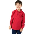 thumbnail image 4 of Leveret Boys Long Sleeve Cotton Polo Shirt Red 3 Year, 4 of 4