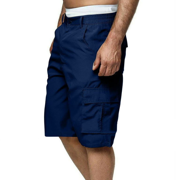 YYDGH Mens Cargo Shorts Cotton Flat Workout Pants Golf Short Casual Work  Pants with Pockets Navy Blue XXL