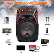 Curuk 8 Wireless Bluetooth Party Speaker, 1000W Peak Power Portable PA System with Heavy Bass Subwoofer, LED Lights, FM Radio, Remote & USB Rechargeable