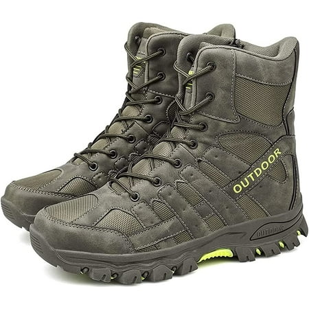 

Men s Hiking Boots Ultralight Breathable Army Patrol Security Shoes Military Tactical Combat Boots - Lace Up/Side Zip Black-40(UK7.5)