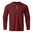 thumbnail image 4 of Krdevn Mens Shirts - Men's Long Sleeve Striped Shirt with Zippered Collar for Casual Everyday Wear,Mens Fall Shirts,Color:Red,Size:S, 4 of 4