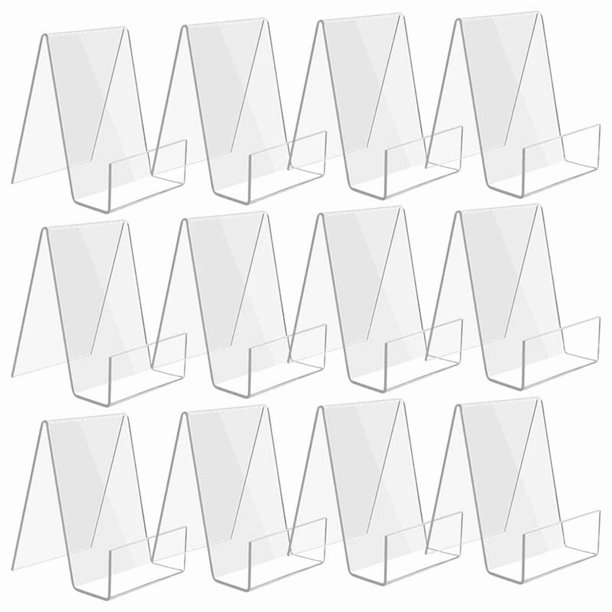 Paquete de 12 Soportes AcríLico para Libros, Soporte Transparente PequeñO ExhibicióN Fotos, Folletos, Tabletas