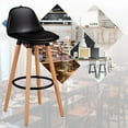 thumbnail image 3 of Giantex Set of 2 Dining Room Chair w/ Solid Beech Wood Legs, Upholstery High Chair Set, Scandinavian Kitchen Chair w/ Footrest, Retro Bar Stools for Living room, Loadable Up to 330 LBS, Black, 3 of 9