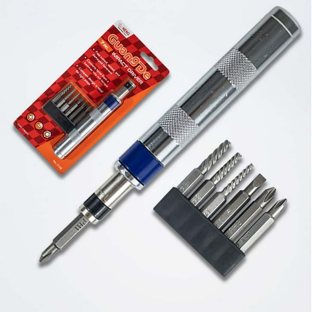 Ensemble de Conducteurs à Impacts Réversibles avec Poignée Hexagonale - Trousse d'Outils Manuelle Robuste pour Extraction de Vis pour le Retrait de Boulons Cassés, Prise Ergonomique et Construction en Acier Durable - Atelier, Garage, Réparation Automobile