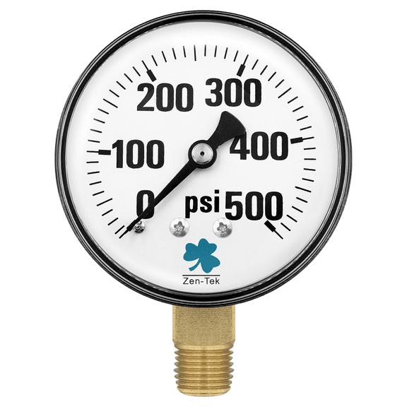 Zenport DPG500 Dry Air Pressure Gauge, 500 PSI, Silver