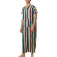 thumbnail image 4 of INSPIRE CHIC Striped Sleep Shirt for Men's V Neck Short Sleeves Color Block Nightrobe, 4 of 4