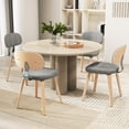 thumbnail image 3 of Giantex Wooden Dining Chairs Set of 2, Chenille Fabric Upholstered Kitchen Chairs, Natural & Grey, 3 of 9