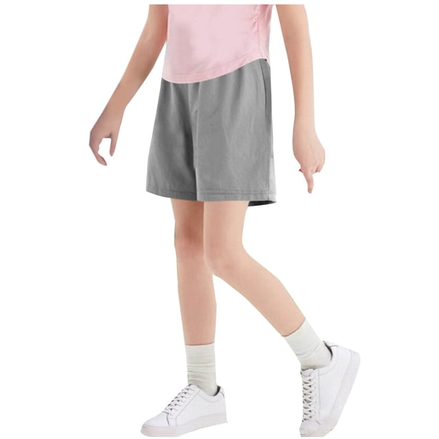 Zpanxa Girls Running Shorts Nylon Spandex Solid Color Lightweight Breathable Cool Pants 7 Years