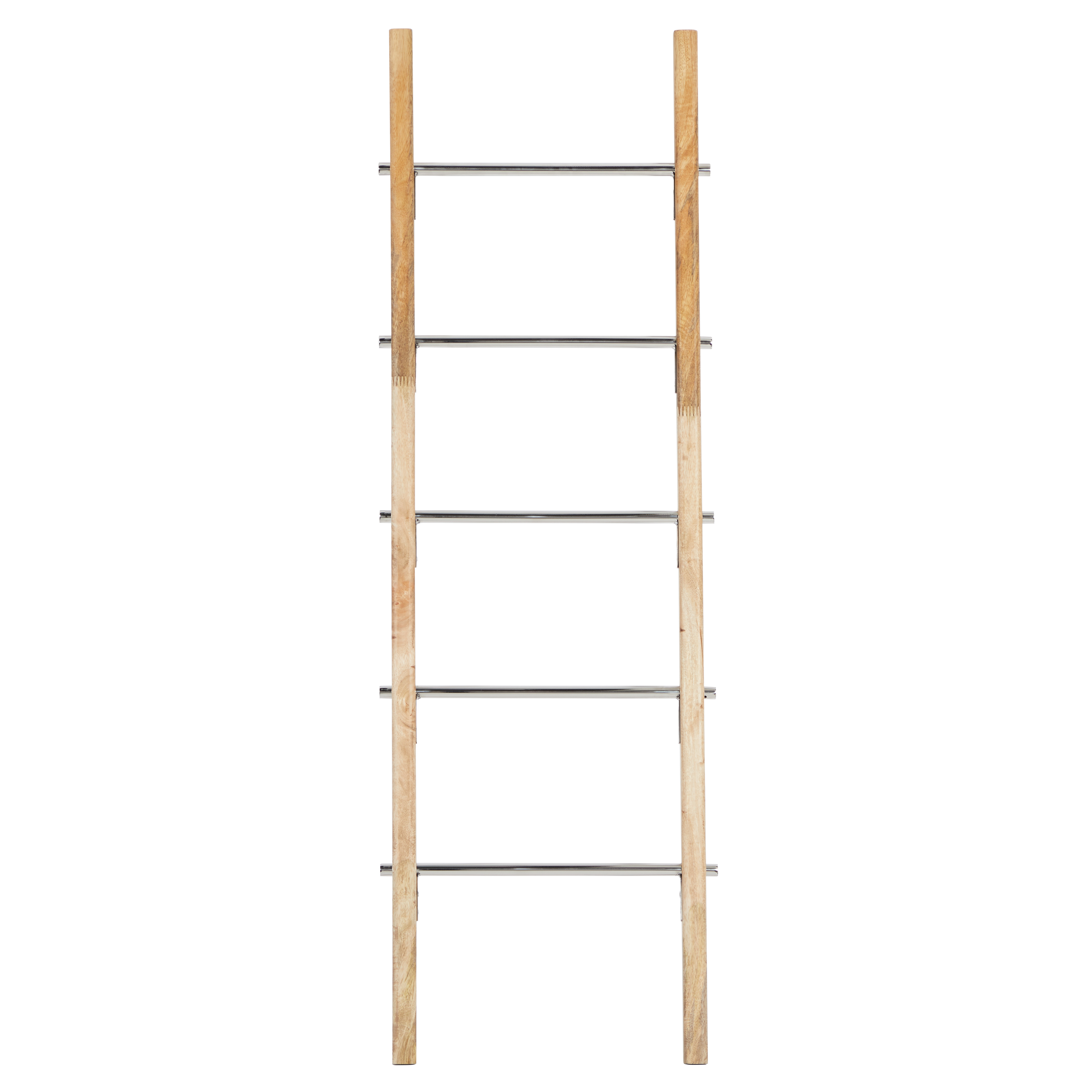 DecMode 59" x 19" Brown Mango Wood Contemporary Ladder