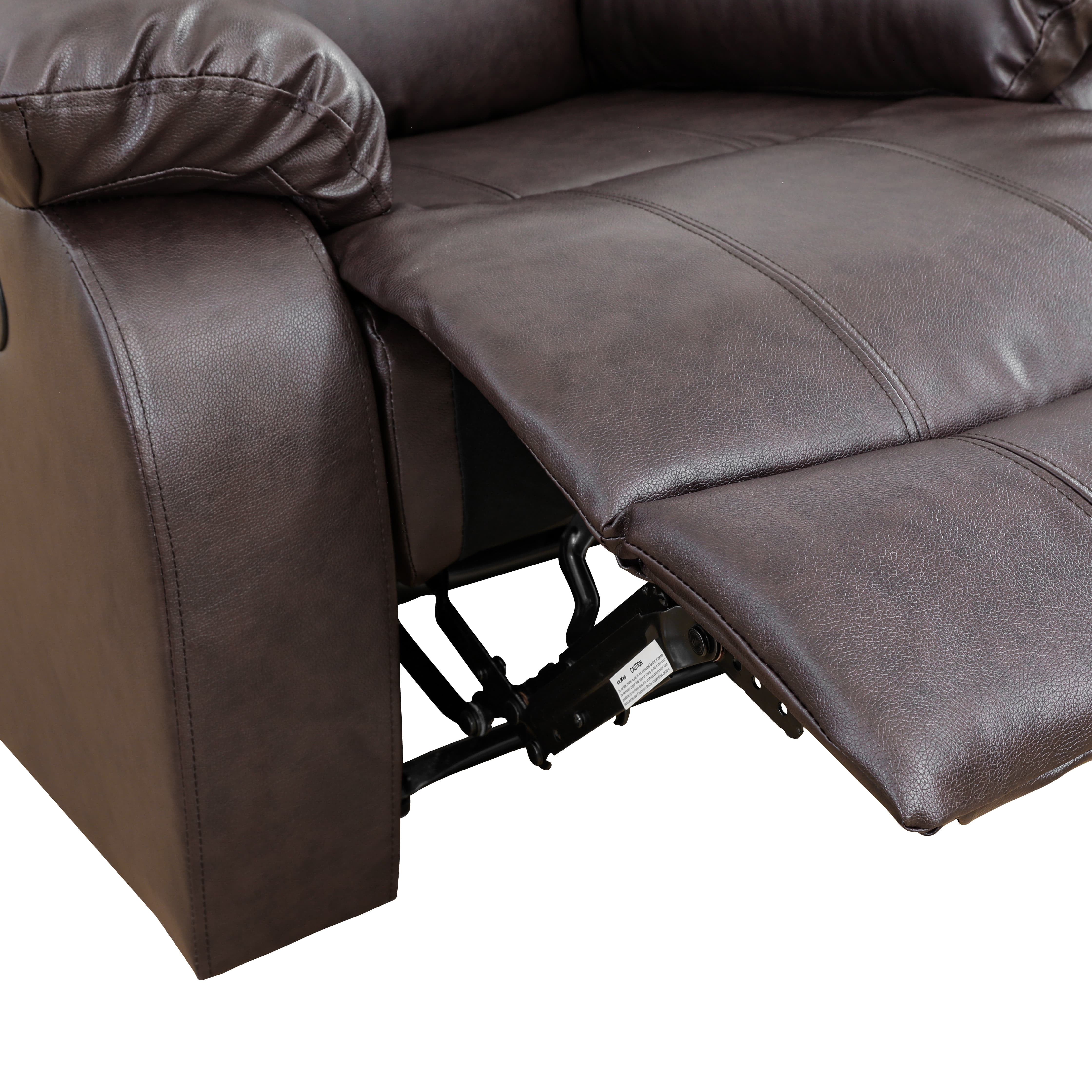 TrumanPick Manual Recliner Chair, Overstuffed reclining Armchair Home Theater Sofa Recliner for Living Room, Brown