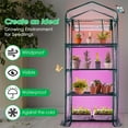 thumbnail image 5 of Indoor Greenhouse with LED Grow Lights, 4 Tier Mini Greenhouse with Roll-Up Zipper PVC Waterproof Cover and Trays, Dimmable Plant Grow Light for Indoor Plant with Timer, 27 L X 19 W X 63 H, 5 of 10