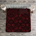 thumbnail image 3 of Ambesonne Victorian Quilted Bedspread Set 3 Pcs, Vintage Curlicue Forms, Queen Size, Charcoal Grey and Ruby, 3 of 3