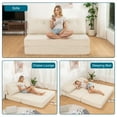 thumbnail image 3 of Hommpa Folding Sofa Bed Foldable Couch Bed Convertible Futon Chair with High Density Foam Filling with Pillow, Comfort Chair Bed for Living Room for Holiday Festival, Beige, Queen, 3 of 9