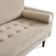 thumbnail image 3 of 57 Inch Wide Upholstered Two Cushion Loveseat w/ Bolster Pillows in Beige Velvet, 3 of 14