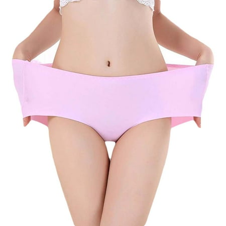

Women Plus Size Stretchy Seamless Solid Color Middle Waist Underwear Panties