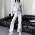 thumbnail image 2 of Autumn Fashion Plus Size Two Piece Sets for Women Solid Color Classic Versatile Casual Shirt Straight Pants Set Long Sleeved Round Neck Top/Shirt Set Presents for Womens, 2 of 8
