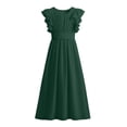 thumbnail image 3 of XIMIN Robes de Demoiselle d'Honneur pour Fille, Robe Trapèze Junior, Volants, Manches Courtes, Élégante, Formelle, Invitée de Mariage, Fête, Bal, Remise des Diplômes, Anniversaire, Première Communion, Robe pour Filles (Vert Noirâtre, 5-6 Ans), 3 of 8