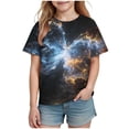 thumbnail image 6 of FAHXNVB Girls' Short Sleeve T-Shirts Crewneck Soft Cotton Galaxy Print Tees Tops Fashion Casual Comfortable Shirts 3-14 Years, 6 of 8