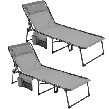 Renwick Outdoor Folding Tanning Chair with 5 Back Position, Gray