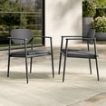 thumbnail image 2 of Dining Side Chair Armchair, Set of 2, Dark Gray, Aluminum, Outdoor Patio Balcony Cafe Bistro Garden Hospitality Restaurant, Modern Contemporary, HB37698, 2 of 10