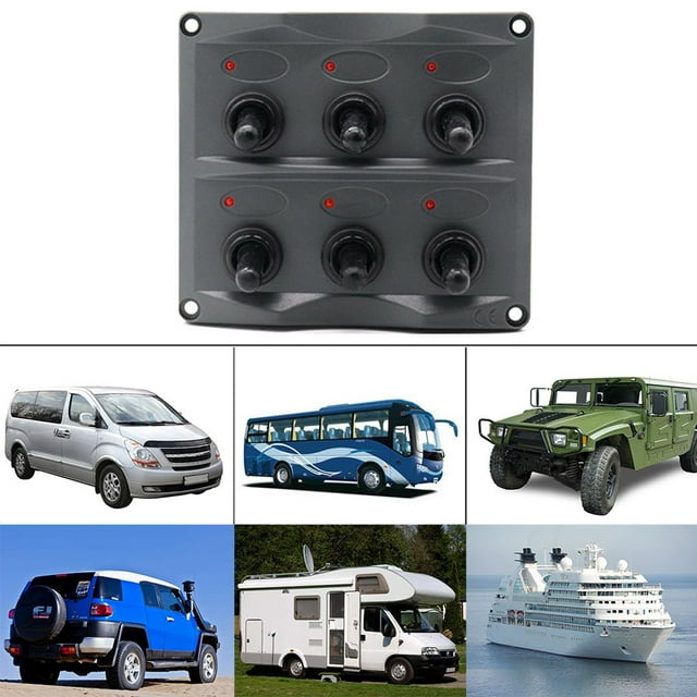 Panel de Interruptor de Palanca de Barco Marino de Coche de 6 LED a Prueba de Agua shamjiam Panel de 6 interruptores de palanca