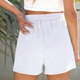 thumbnail image 6 of Women Casual Shorts Drawstring Comfy Elastic Waist Workout Shorts Summer Pull on Short Pants with Pockets Linen Shorts Women White S, 6 of 9
