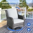thumbnail image 5 of Vcatnet 6 Pieces Outdoor Patio Furniture Sectional Sofa All Weather Wicker Conversation Set with Swivel Rocking Chairs and Fire Pit for Garden, Poolside, Gray, 5 of 9