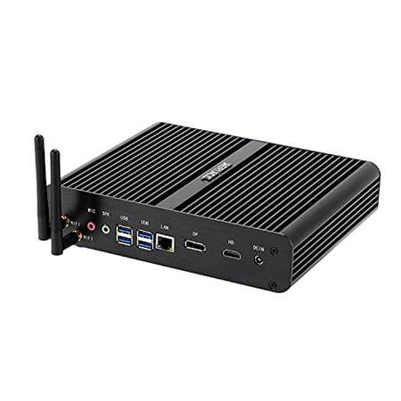 JIERUICC Intel 8th Generation i7 CPU,4K Fanless Mini PC,Desktop Mini Computer,Fanless Mini Box PC with WiFi/BT/DP/HD,DDR4 Dual RAM Slot (32GB RAM 512GB SSD 1TB HDD, I7 10710U)