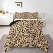 Homewish Teens Leopard Cheetah Print 3-Piece Full Size Comforter Sets,Abstract Geometric Bedding Comforter Set,Animal Print Lightweight Bedding Sets,Luxury Bedroom Decor,Reversible