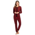 thumbnail image 4 of DHFJKG Flannel Plaid Pajamas For Women Jumpsuit Snug Fit Long Sleeve Button Down Onesie Loungewear Suit Fall Winter Leisure Homewear, 4 of 4