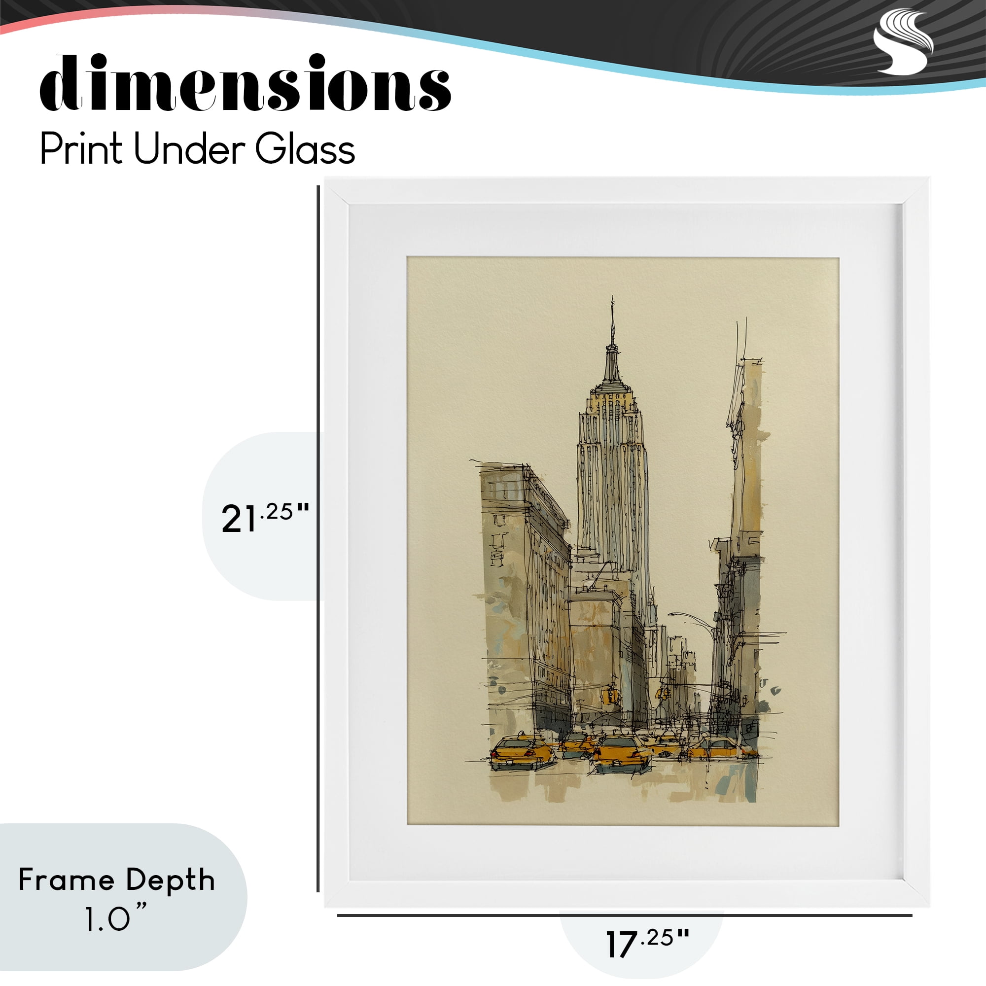 Stupell Industries NY City Lines Contour White Framed Print Under Glass, design by Svetlana Aleynikova