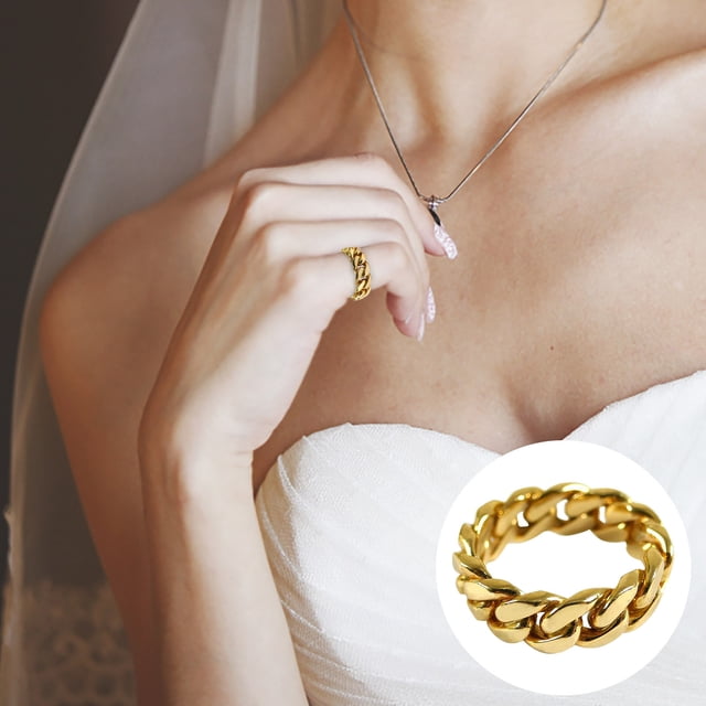 Xihbxyly Anillo Geométrico, Elegante Diseño de Cadena de Aleación, Accesorio Versátil, Perfecto para Cualquier Atuendo, para Uso Diario, Fiestas o Eventos, Ideal para Mujeres Modernas, Empaque Opp de