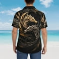 thumbnail image 4 of Pofeuu Vintage Metal Dragon Print Hawaiian Shirt for Men Sleeves Casual Button Down Summer Beach Dress Shirts T-Shirts,, 4 of 7