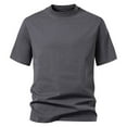 thumbnail image 2 of Handshe Men Short-sleeve Beefy Muscle Basic Solid Color Blouse Tee Shirt Short Sleeve Round-neck Blouses Shirts, 2 of 5