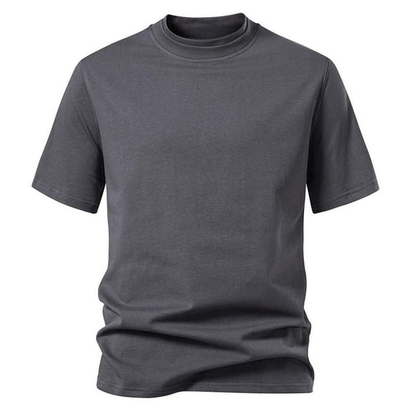 YLSDY Men's Cotton T Shirt Short Sleeve Athletic Tee Base Layer Top Moisture Wicking Temperature Regulating Mock Neck Shirts Dark Gray XXL