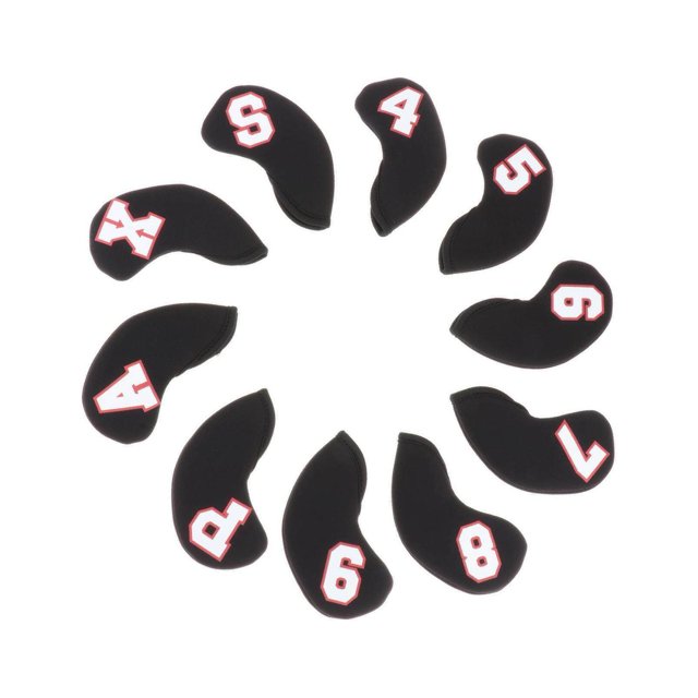 serony 10Pcs Golf Iron Headcover Waterproof Head Cover Golfer Protection 4-9,A~X Black Red