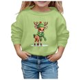 thumbnail image 2 of Crewneck Sweatshirt Childrens Reindeer Snowflake Fleece Crew Neck Long Sleeve Hoodless Top Light Green 12-13 Years, 2 of 4