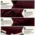 thumbnail image 4 of Lux Decor Rayon from Bamboo Blend Sheets Set Queen - 4 Piece Deep Pocket Bed Sheets Set, Burgundy, 4 of 8
