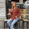 thumbnail image 6 of SUNBS Long Sleeve Shirts for Women Casual Tunic Tops Crewneck Dressy Blouse Trendy Clothes, 6 of 9