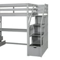 thumbnail image 4 of Bellemave Twin Loft Bed with Stairs and Desk, Solid Wood High Loft Bed Frame with Storage Drawers and Bookshelf for Teens Adults (Gray), 4 of 9
