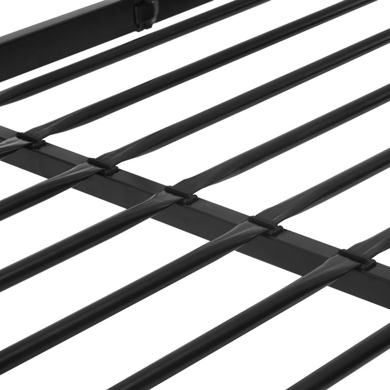 Your Zone Kids Metal Twin over Twin Quad Bunk Bed with Ladder and Guardrails Black