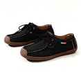 thumbnail image 7 of Women’s Suede Lace Up Loafers, Lightweigh Casual Style Casual Boat Shoes, Slip On Comfort Walking Flats Black-Q 6(37), 7 of 7