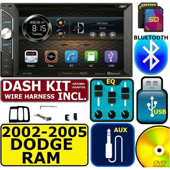 2002-2005 DODGE RAM CD/DVD BLUETOOTH USB/SD AUX EQ TOUCHSCREEN CAR STEREO RADIO