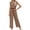 A-Coffee, variant on successthop Work from Home Outfits Women Two Piece Cap Sleeve Top High Waist Wide Leg Pantsuit Office Business Clothes