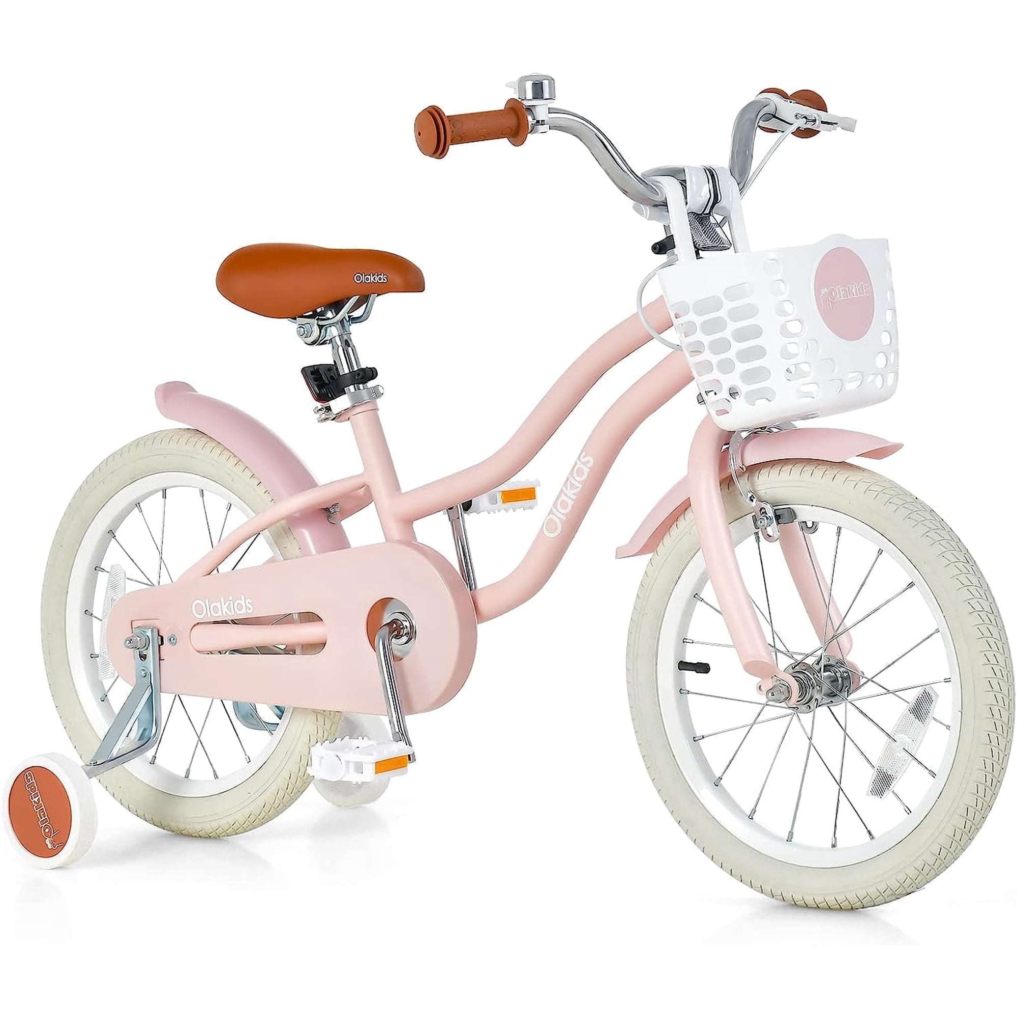 OLAKIDS Kids Bike, 12 14 16 18 Inch Toddlers Bike with Removable Training Wheels Basket, Safety Bell, Adjustable Seat Handlebar, Children's Bicycle for Girls Boys Age 3-8 Years Old