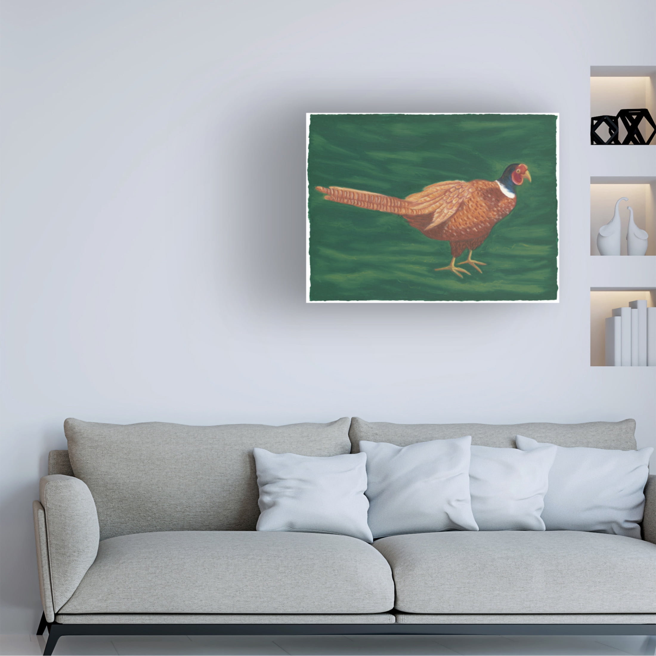 Canvas Wall Art - Andrea Strongwater 'Game Birds Pheasant' Wall Art for Living Room, Bedroom, or Office Décor by Trademark Fine Art - 19 x 14 Inches