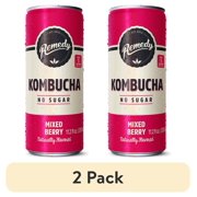 (2 pack) Remedy Kombucha Mixed Berry Low Calorie Sugar Free, 11.2 oz Can