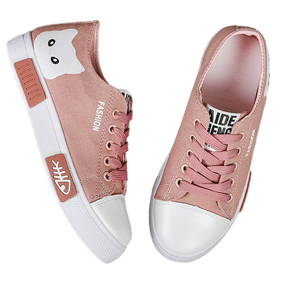 Pink size 37 [235] ins Harajuku style spring and summer new sneakers sports canvas shoes women's white shoes student flat casual shoes lace up versatile shoes