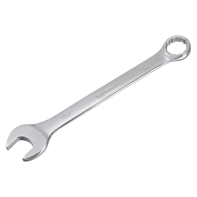 Uxcell Metric 30mm 12-Point Box Open End Combination Wrench Chrome Finish, Cr-V